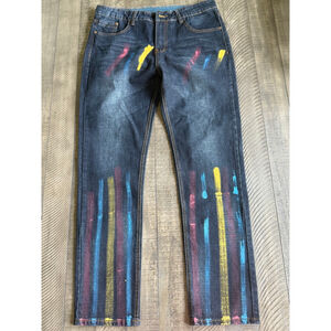 Colin’s Multicolor Paint Stripe Dark Wash Denim Jeans Size 36